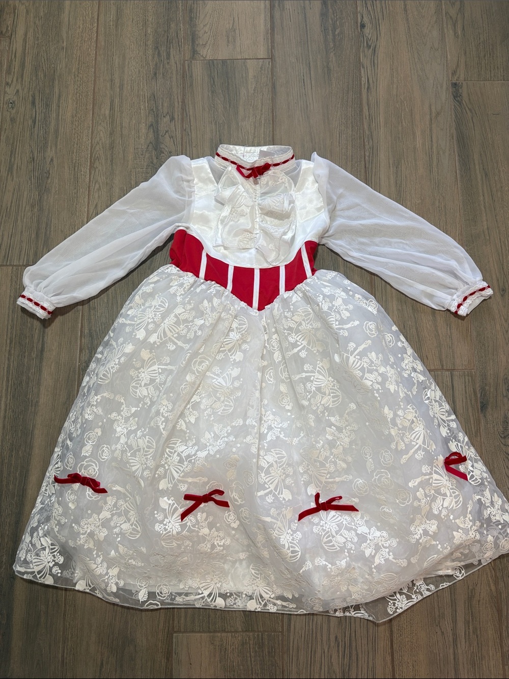 Disney Store Mary Poppins Jolly Holiday Red White Costume Dress Size 9/10